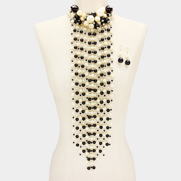 Jewelry - Long Dramatic Pearl Statement Necklace